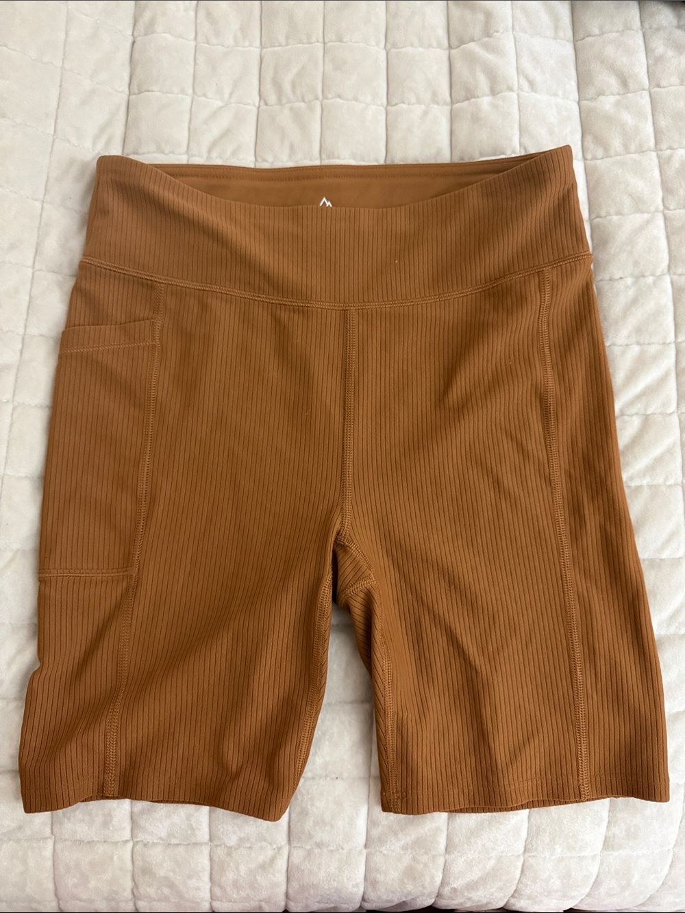 Alpine Design Ribbed High-Rise Bike Shorts - Cognac Brown